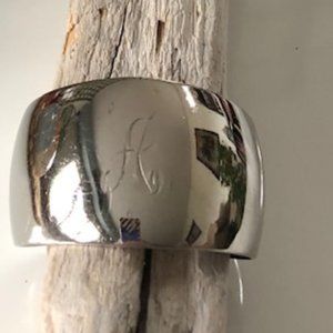 INITIAL CUFF BRACELET SILVER TONE "A"